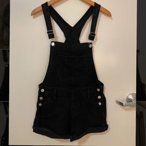 Black Jean Short Overalls